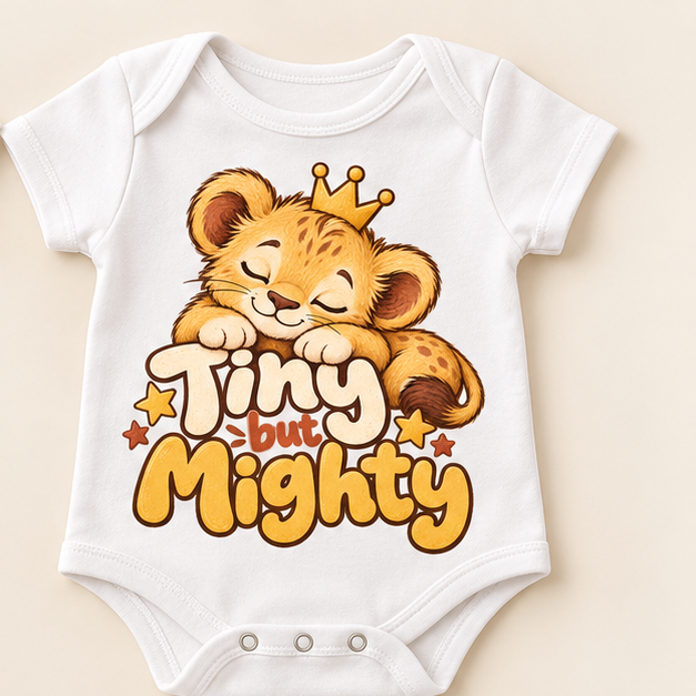 Tiny but Mighty Lion Cub Baby Onesie