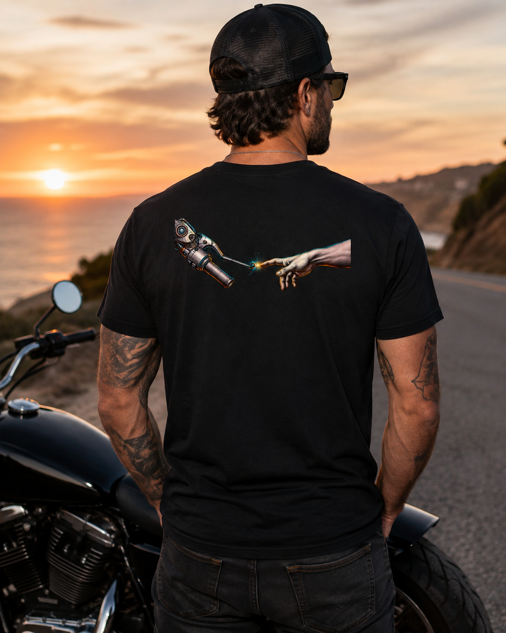 Drop a Gear and Disappear – Human & Machine Motorcycle Graphic Tee