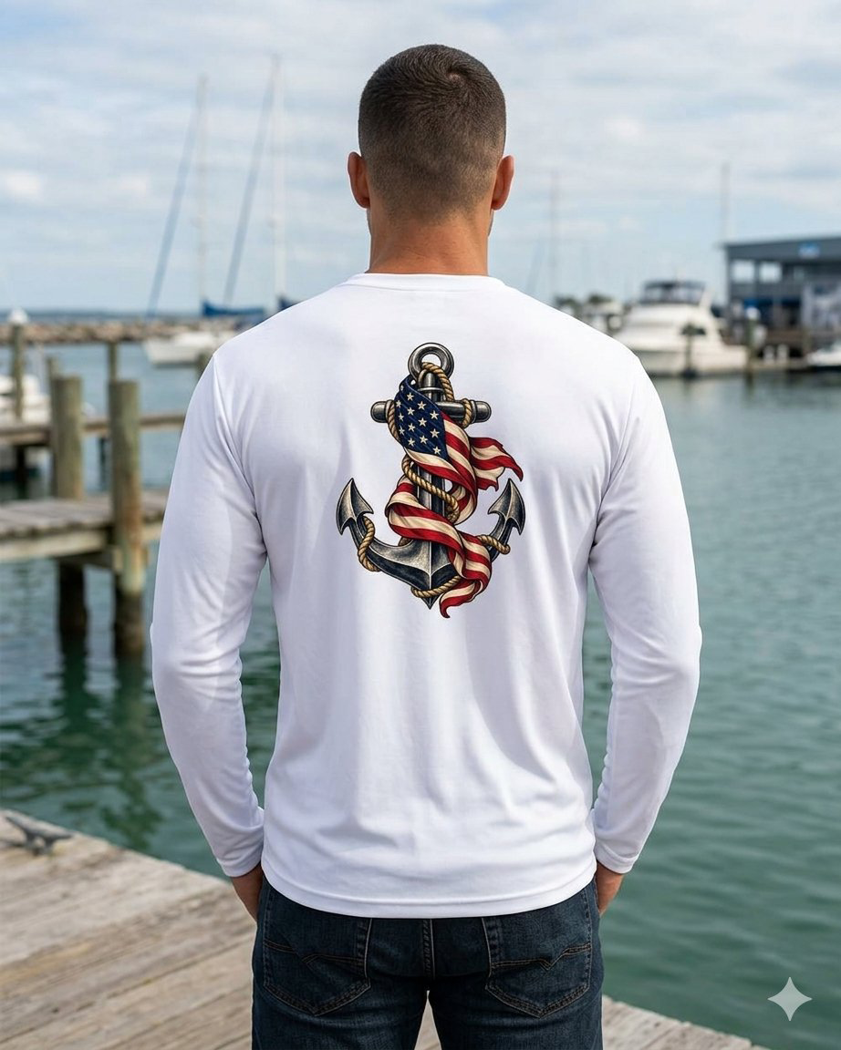 Men's Patriotic Anchor UV Performance Long Sleeve Shirt