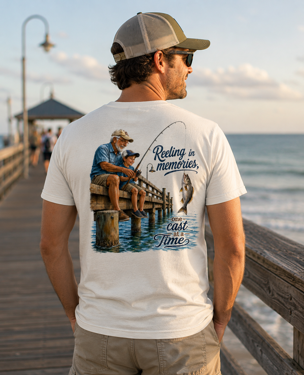 Reeling in Memories, One Cast at a Time – Grandpa & Grandson Fishing T-Shirt