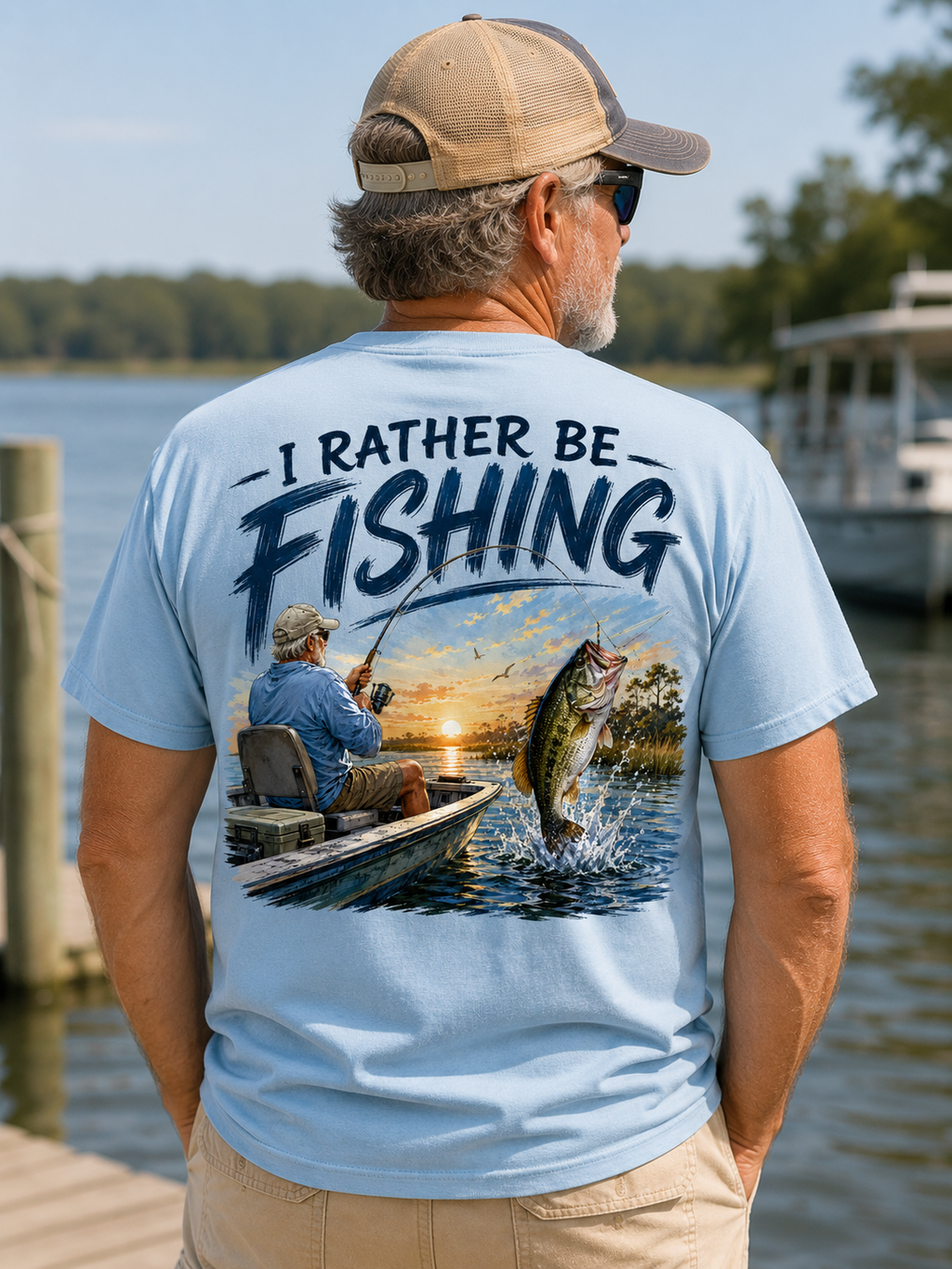 I’d Rather Be Fishing – Freshwater Bass Fishing Graphic T-Shirt