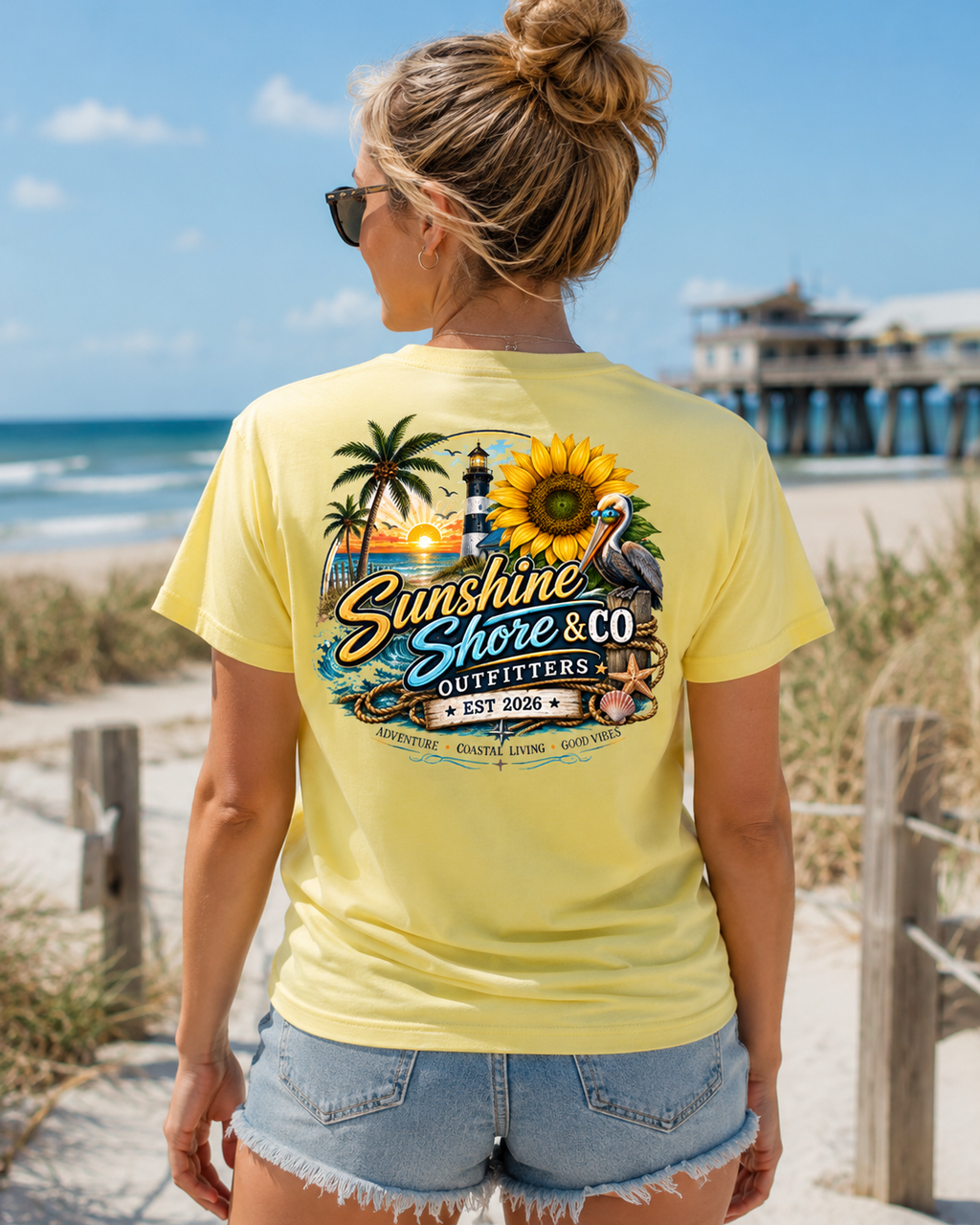 Sunshine Shore & Co. Outfitters Original Logo Unisex Coastal T-Shirt