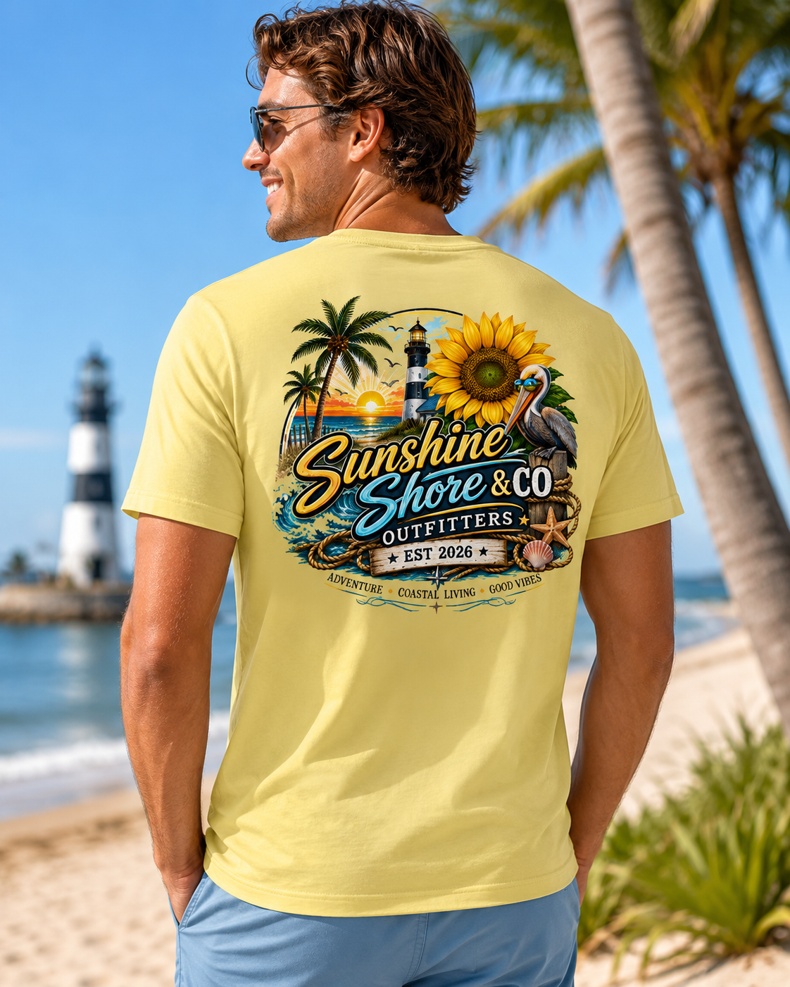 Sunshine Shore & Co. Outfitters Original Logo Unisex Coastal T-Shirt