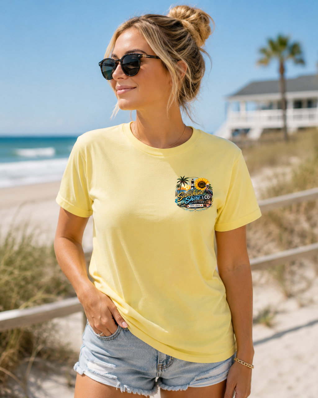 Sunshine Shore & Co. Outfitters Original Logo Unisex Coastal T-Shirt