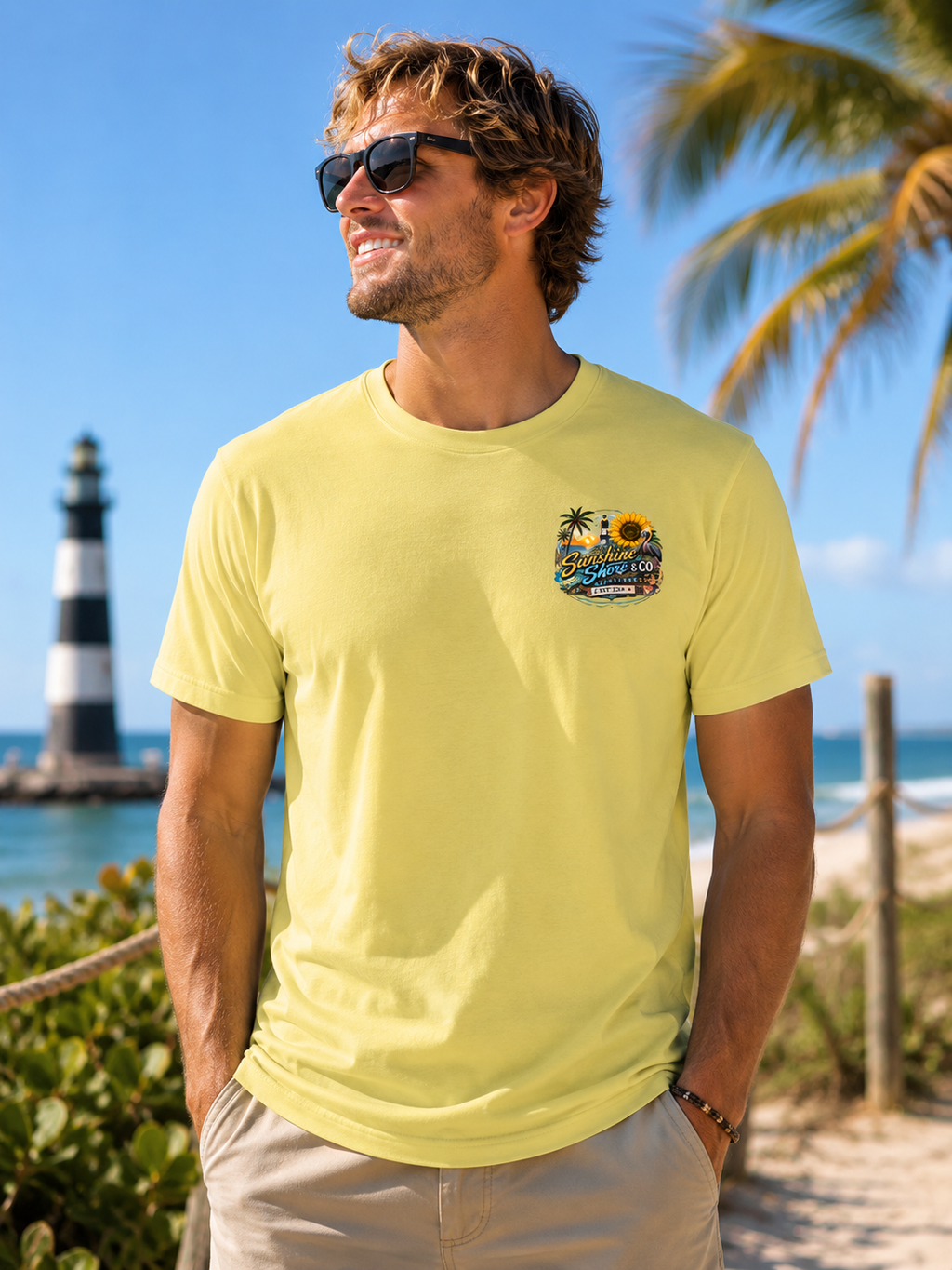 Sunshine Shore & Co. Outfitters Original Logo Unisex Coastal T-Shirt