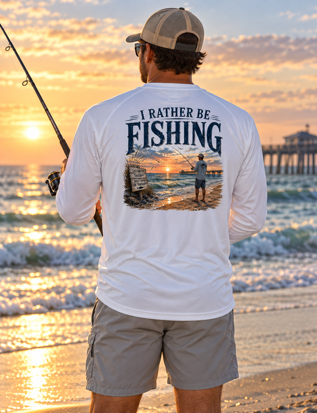 Rather Be Fishing – Saltwater Therapy Long Sleeve DriFit Shirt