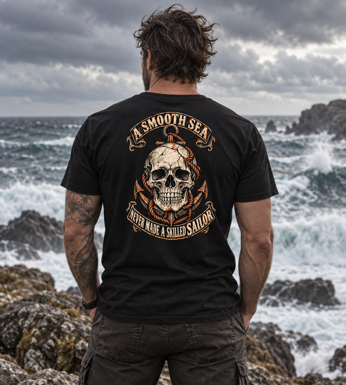 Smooth Sea Skilled Sailor Skull & Anchor Tee