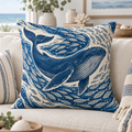 Ocean in Motion Whale Throw Pillow 16x16