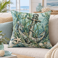 Weathered Anchor Coastal Throw Pillow