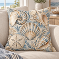 Coastal Treasures Seashell Throw Pillow